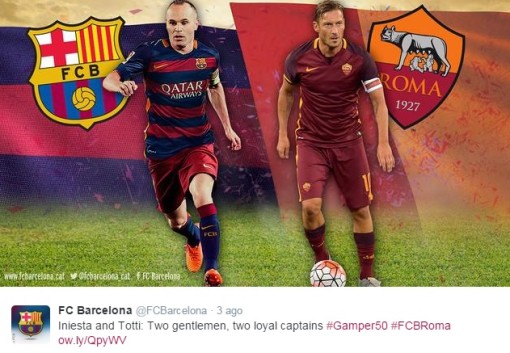 L'elogio del Barcellona per Iniesta e Totti