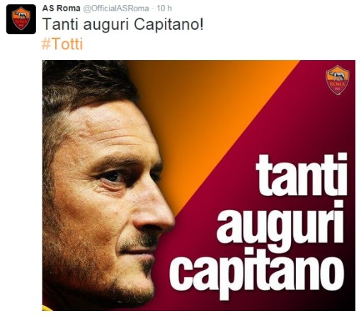 Ecco il tweet dell'AS Roma!