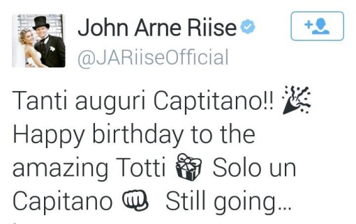 Il tweet di John Arne Riise