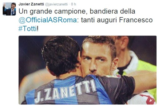 Il tweet di Javier Zanetti