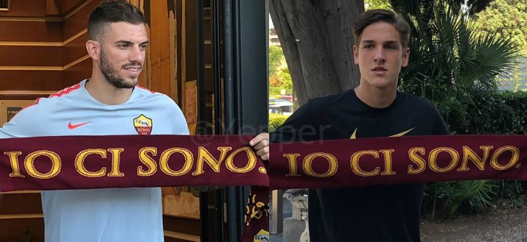 Santon e Zaniolo Roma sciarpa visite yp