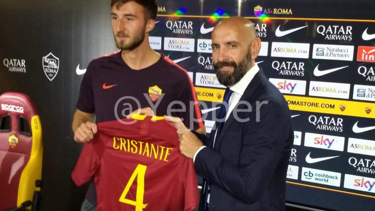 Presentazione Cristante con Monchi e maglia