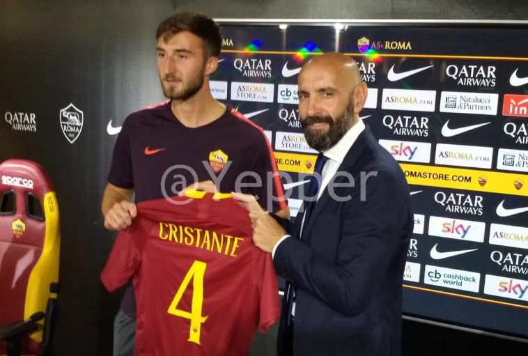 Presentazione Cristante con Monchi e maglia