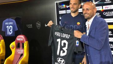 conferenza stampa presentazione Pau Lopez presente anche Petrachi Roma