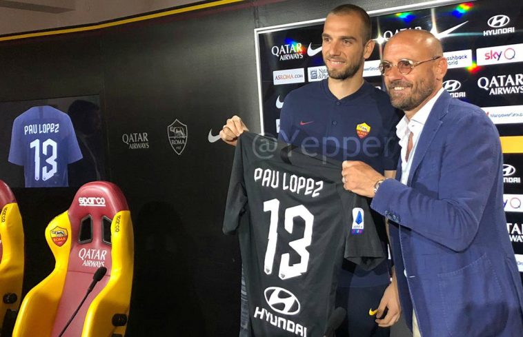 conferenza stampa presentazione Pau Lopez presente anche Petrachi Roma