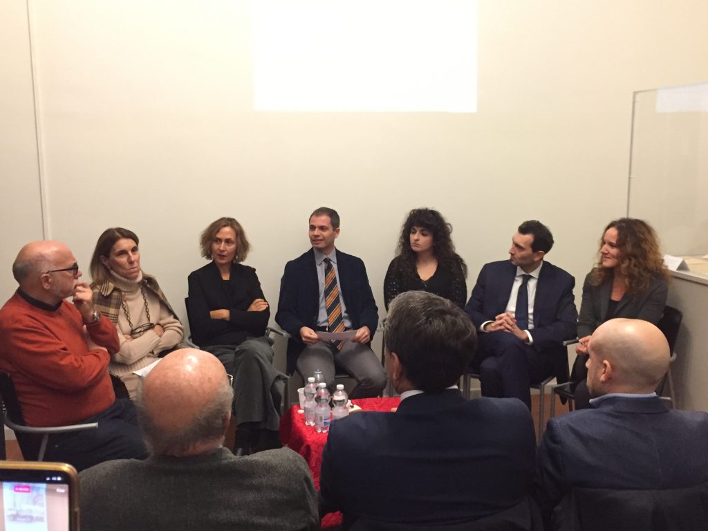 Birra Peroni, la mostra a Vigevano, da sinistra Muggiati, Casella, Brignone, moderatore, Brustia, Sala, Aloe