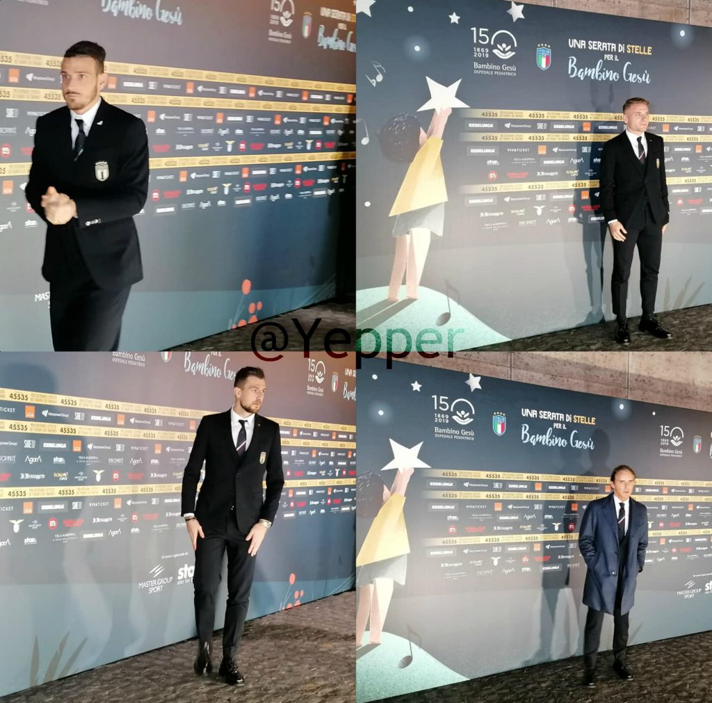 Collage Una serata di stelle per il bambino Gesù Florenzi Mancini Immobile Acerbi