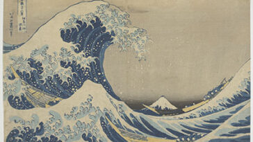 Katsushika Hokusai (1760-1849), La grande onda presso Kanagawa, fine 1831. Serie: “Trentasei vedute del Monte Fuji”. Stampa xilografica a colori su carta, 25x37,3 cm. Museo Nazionale di Cracovia